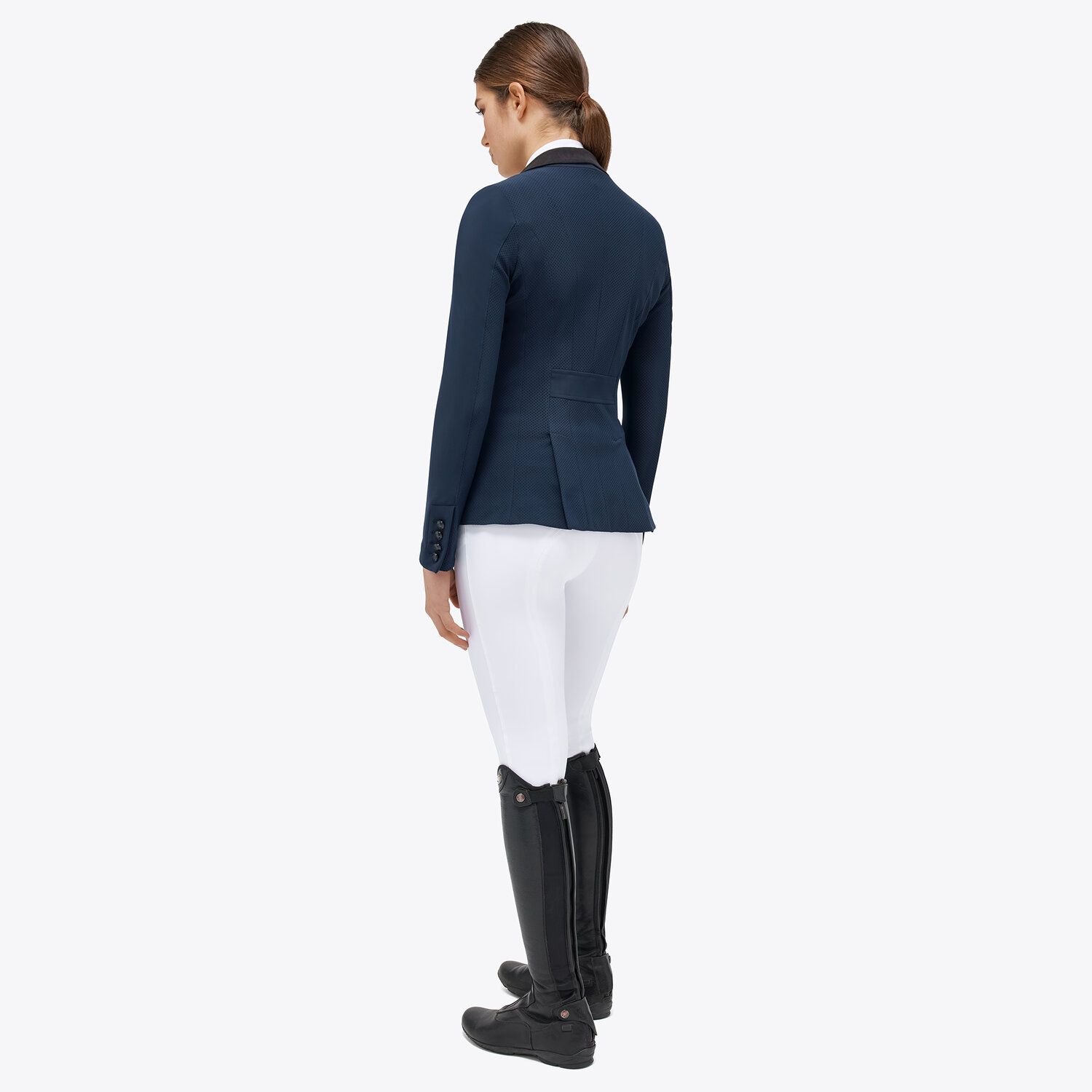 Cavalleria Toscana Ladies Competition Jacket - Navy, back view | Malvern Saddlery