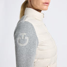 Cavalleria Toscana Ladies' Quilted & Fleece Zip Up Jacket - Sand/Gray, Shoulder detail| Malvern Saddlery