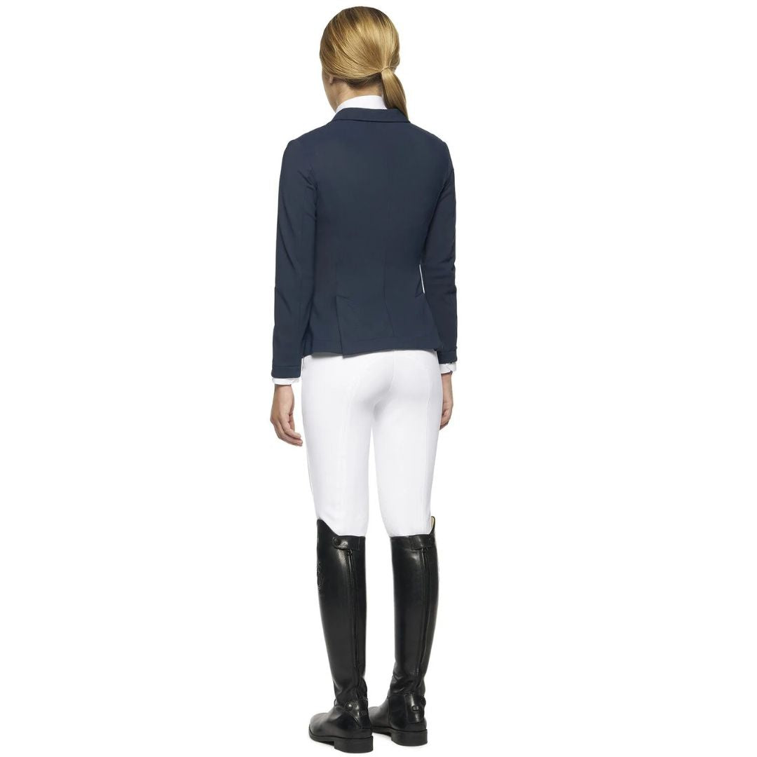 Cavalleria Toscana GP Girls Competition Jacket - Navy, back view| Malvern Saddlery