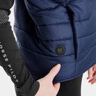 Horse Pilot E-Kelvin Heated Ladies Vest - Navy, control button detail | Malvern Saddlery