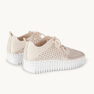 Ilse Jacobsen Tulip 4271 embroidered platform sneaker in Kit White featuring breathable openwork perforated recycled microfiber upper, soft padded insole, and lightweight platform wedge rubber sole