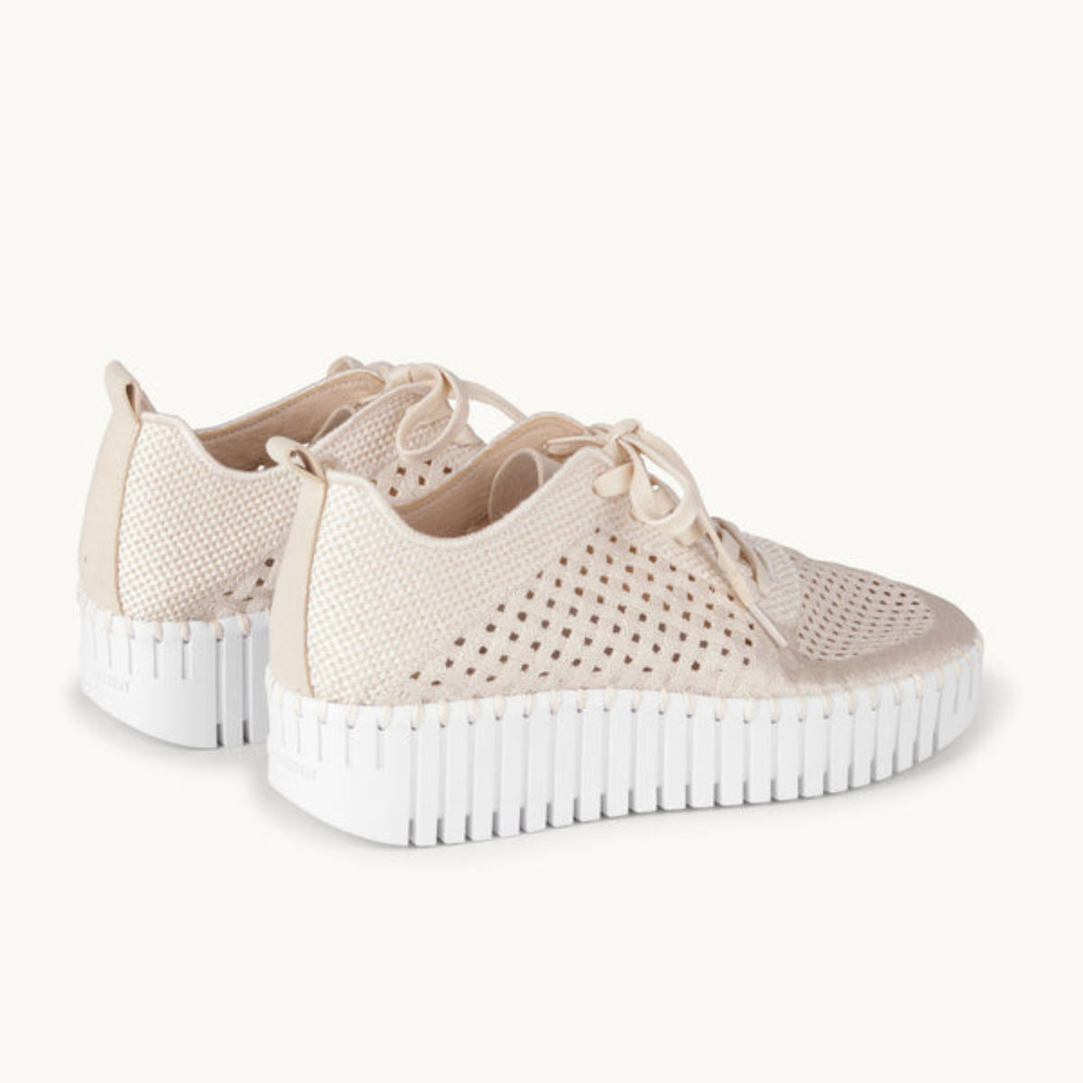 Ilse Jacobsen Tulip 4271 embroidered platform sneaker in Kit White featuring breathable openwork perforated recycled microfiber upper, soft padded insole, and lightweight platform wedge rubber sole