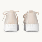 Back view of the pair of Ilse Jacobsen Tulip 4271 embroidered platform sneakers in Kit White showcasing heel tabs, stitched construction, and platform soles