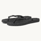 Ilse Jacobsen Cheerful black glitter flip flops featuring a textured massaging footbed and flexible air-rubber sole