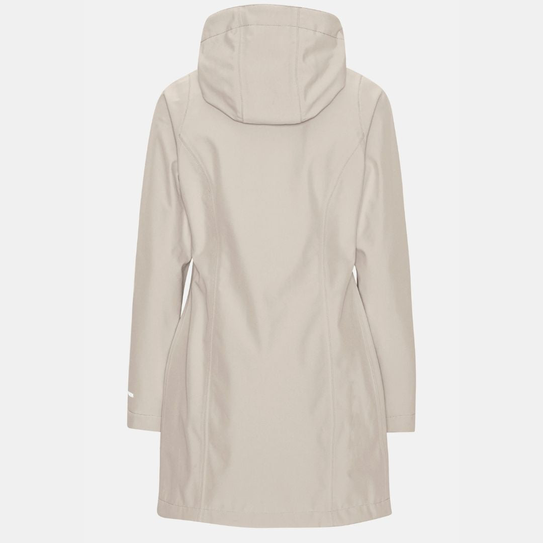 Ilse Jacobsen Softshell Raincoat - Sand; back view | Malvern Saddlery