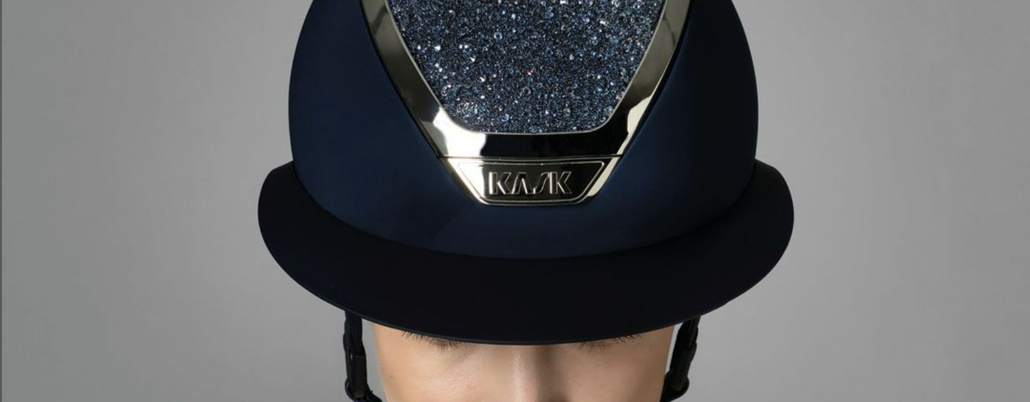 KASK Equestrian Star Lady Chrome Helmet Navy with Silver frame, Crystal panel | Malvern Saddlery