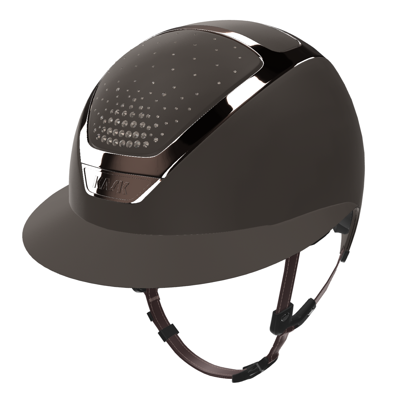 KASK Equestrian Star Lady Passage Brown Chrome Helmet - Greige swarovski crystals | Wide Brim Helmets | Malvern Saddlery