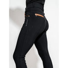 KL Select Gabrielle Knee Grip Breeches - Black with cognac piping | Malvern Saddlery