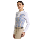Ego 7 Leila Long Sleeve Show Shirt in Colony Blue, front view - Malvern Saddlery