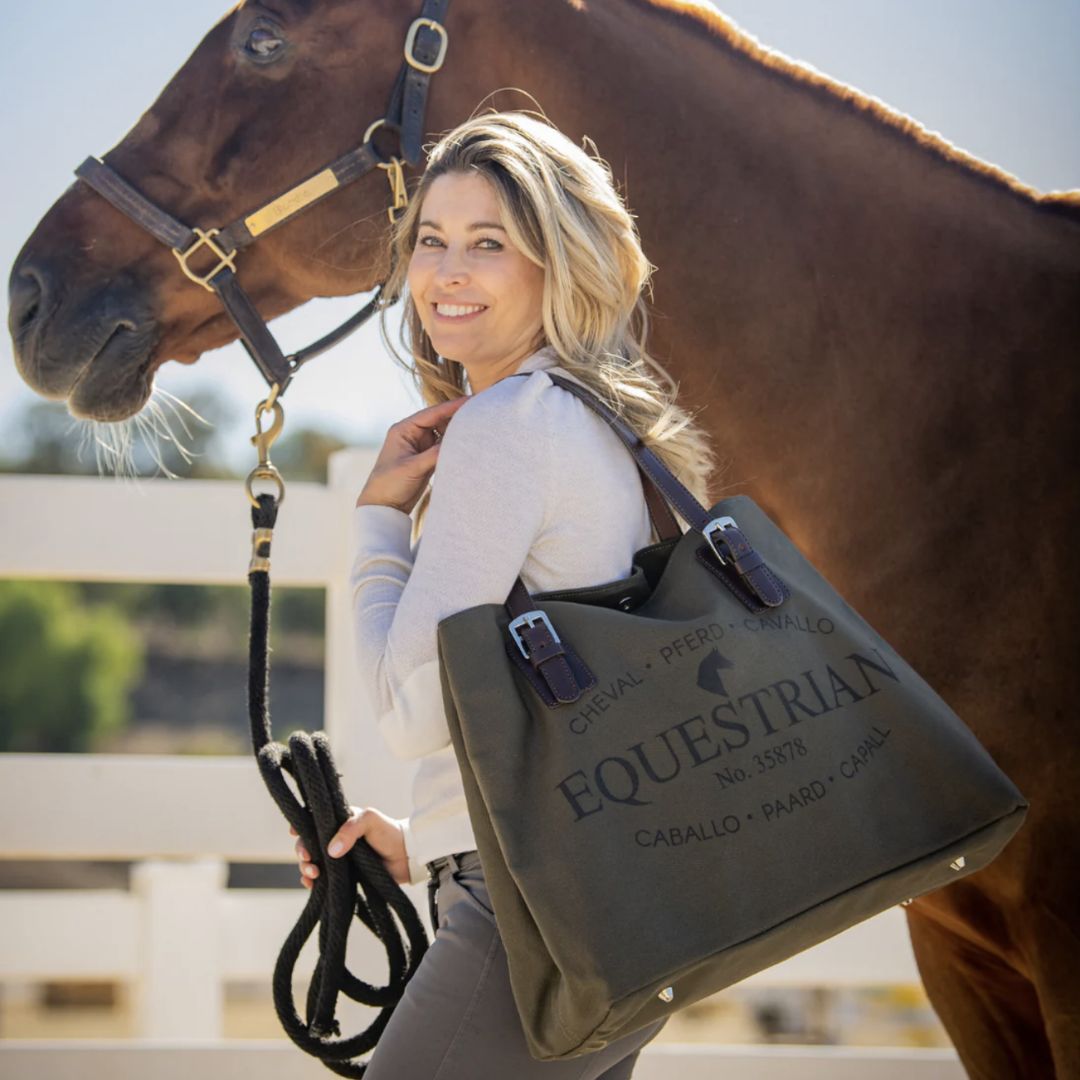 Rebecca Ray Equestrian Racing Tote - Pine/Chocolate | Malvern Saddlery