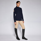 Cavalleria Toscana Ladies' 1/4 Zip Cotton Sweater, Navy | Malvern Saddlery