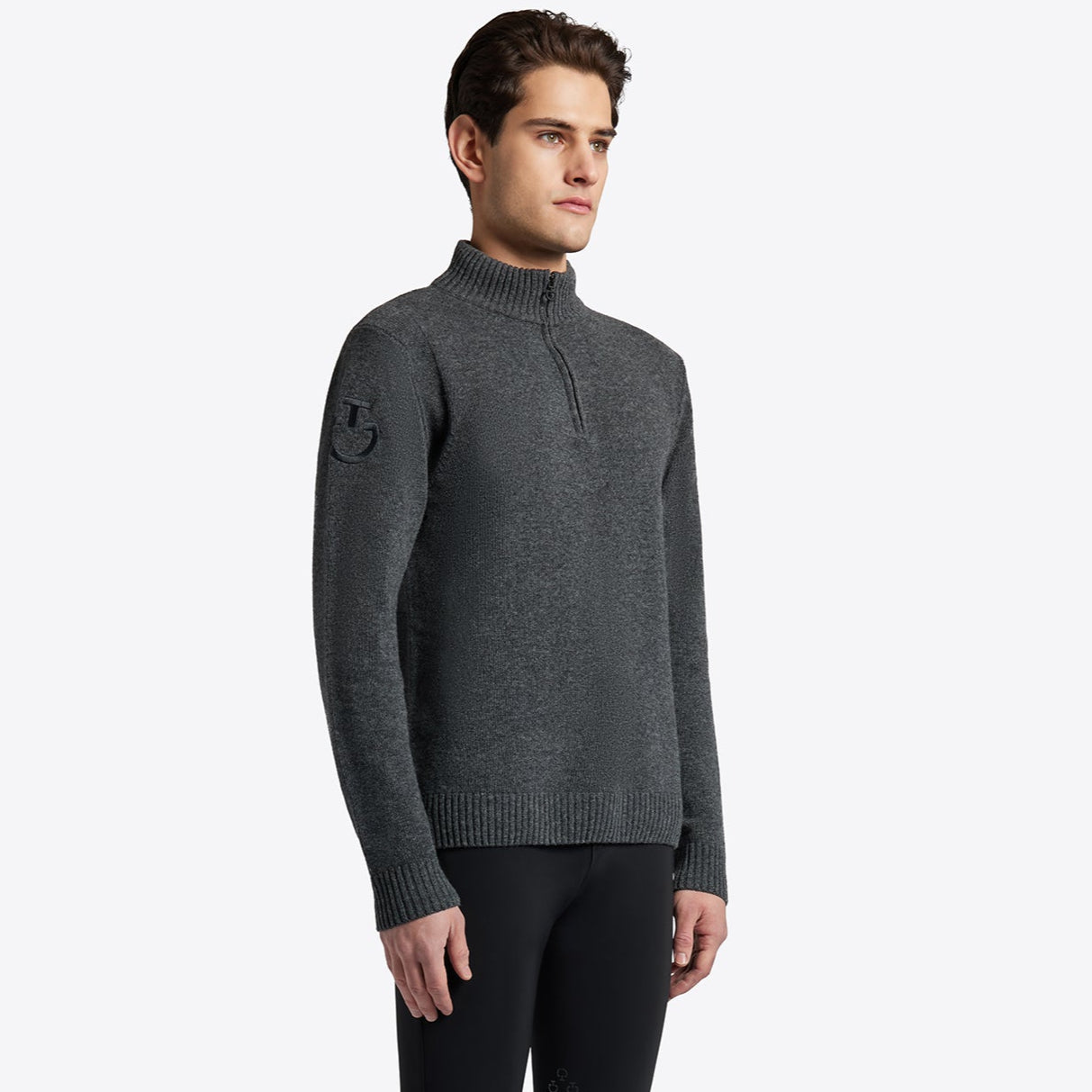 Cavalleria Toscana Men's Lambswool Half Zip Sweater - Gray | Malvern Saddlery