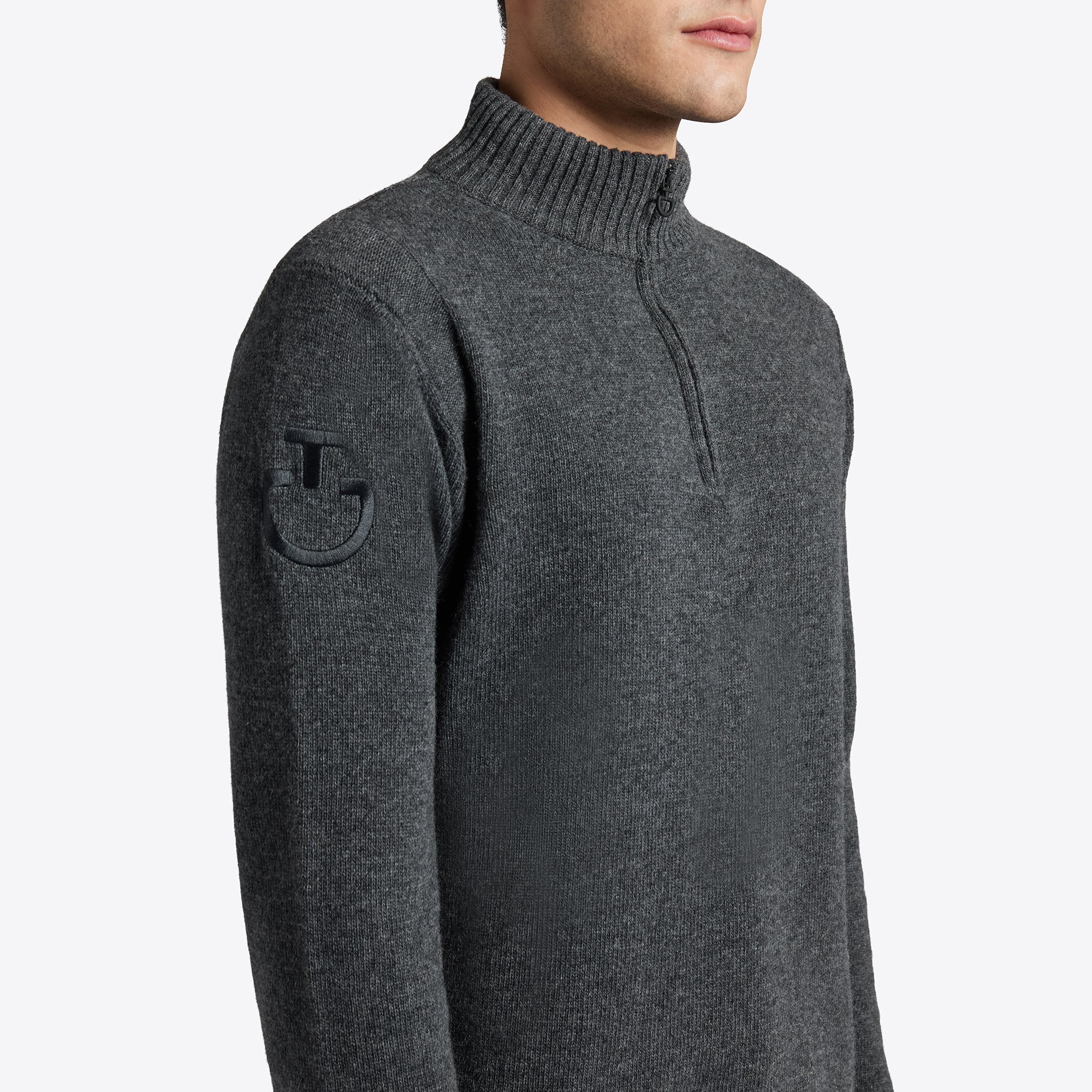 Cavalleria Toscana Men's Lambswool Half Zip Sweater - Gray | Malvern Saddlery