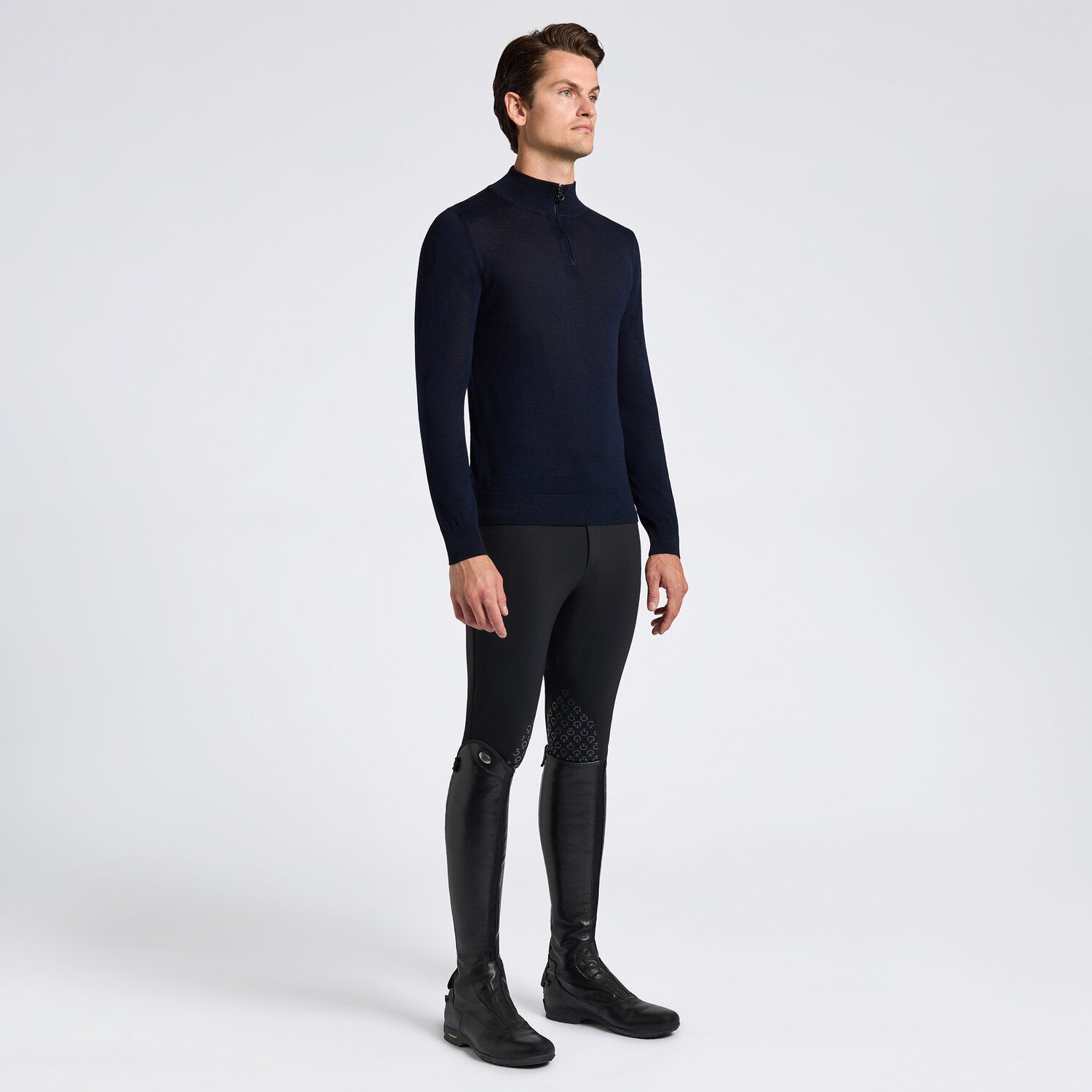 Cavalleria Toscana Men's Wool Half Zip Sweater | Navy | Equestrian Apparel | Malvern Saddlery