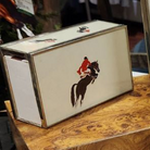 JM Piers Match Box Cover - Equestrian Jumper; shown on side with match box inside | Malvern Saddlery