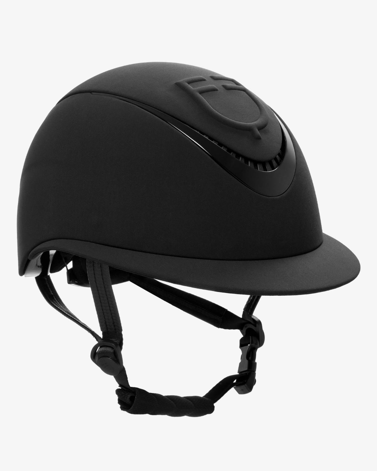 Equestro Meteor Wide Brim Equestrian Helmet - Black; white background | Malvern Saddlery
