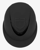 Equestro Meteor Wide Brim Equestrian Helmet - Black; top view, white background | Malvern Saddlery