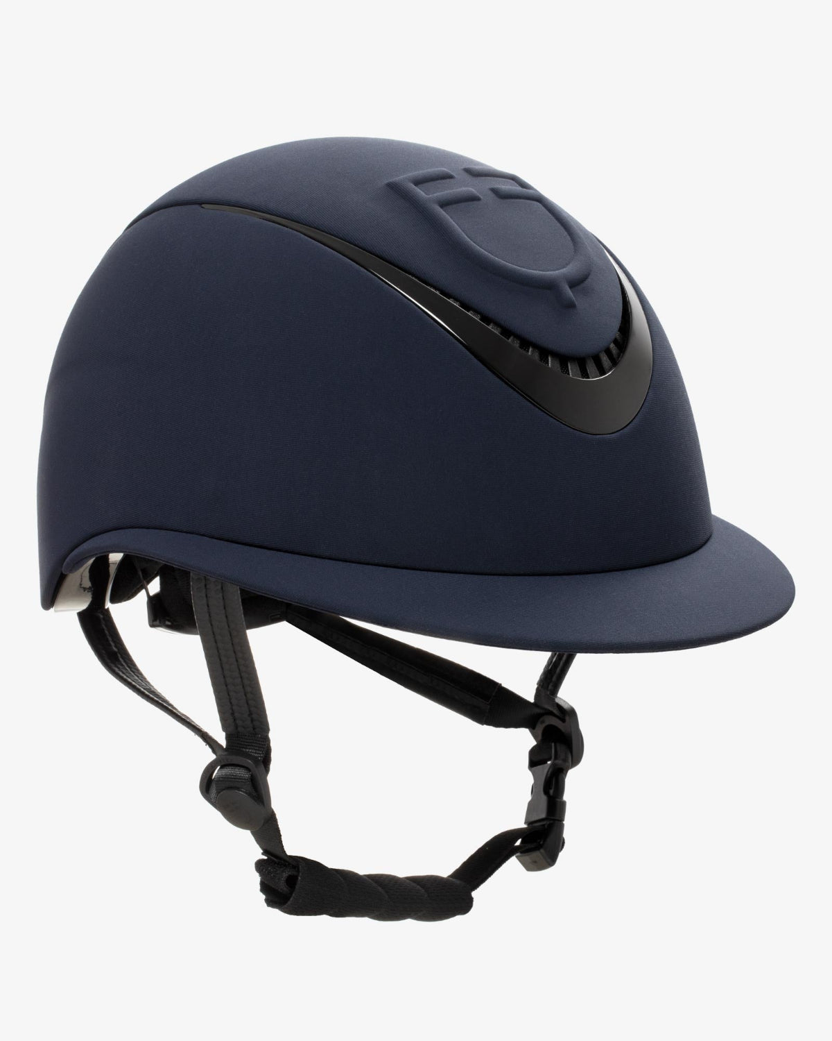 Equestro Meteor Wide Brim Equestrian Helmet - Navy; on white background | Malvern Saddlery