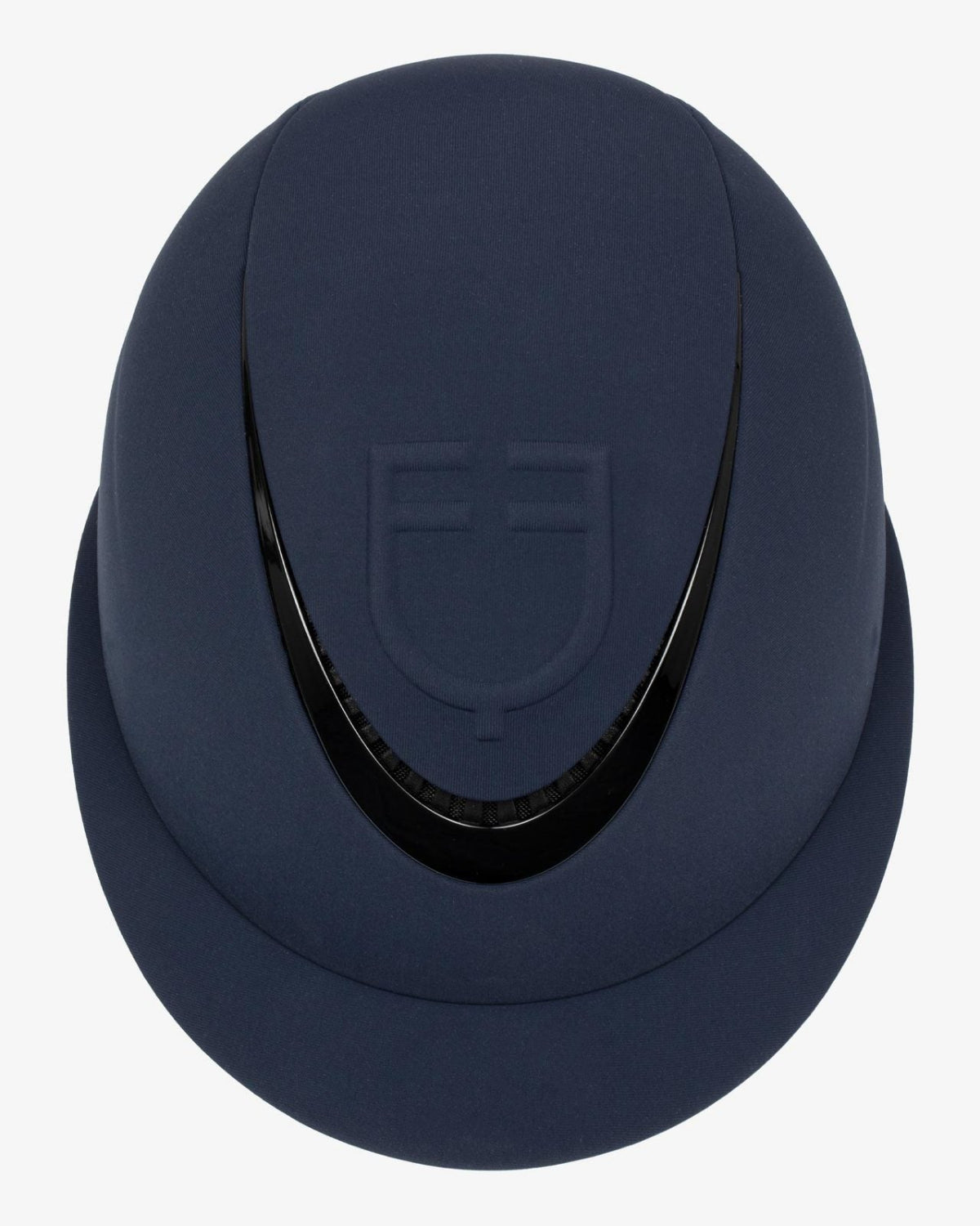 Equestro Meteor Wide Brim Equestrian Helmet - Navy; top view on white background | Malvern Saddlery