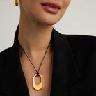 Dean Davidson Crosby Long Pendant Necklace on waxed linen cord - Gold | Malvern Saddlery