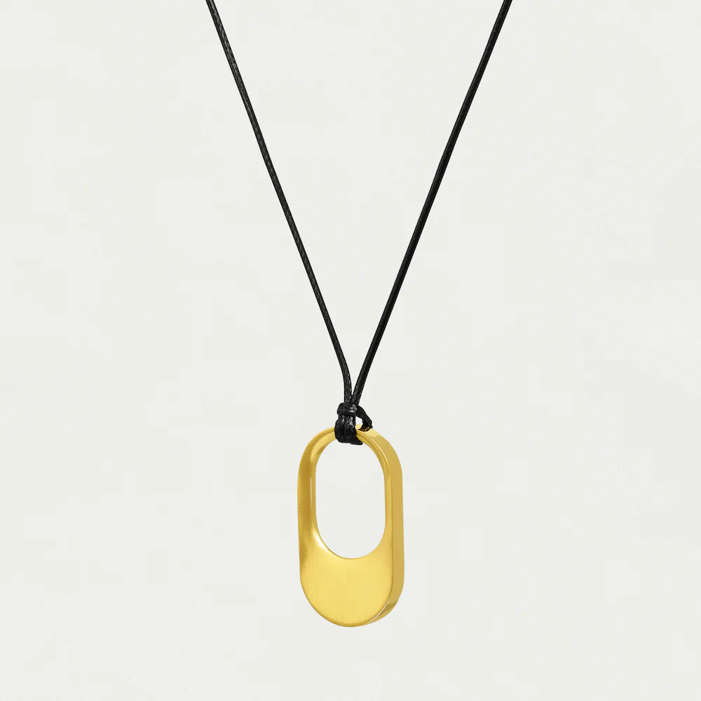 Dean Davidson Crosby Long Pendant Necklace on waxed linen cord - Gold | Malvern Saddlery