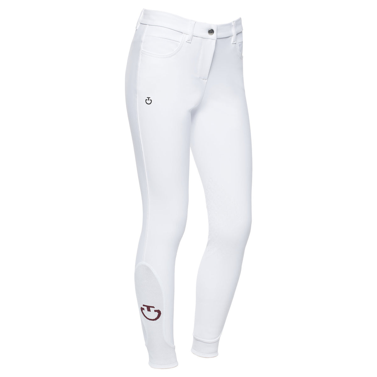 Cavalleria Toscana Girls' Knee Grip Breeches - White, front view | Malvern Saddlery
