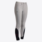 Cavalleria Toscana Girls' Knee Grip Breeches - Grey, front view | Malvern Saddlery