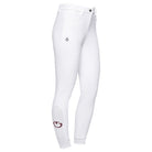 Cavalleria Toscana Girls' Horse and Helmet Knee Grip Breeches - White, close-up | Malvern Saddlery
