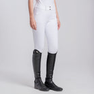 Cavalleria Toscana Women's American Knee Grip Breeches - White, front view on model | Malvern Saddlery