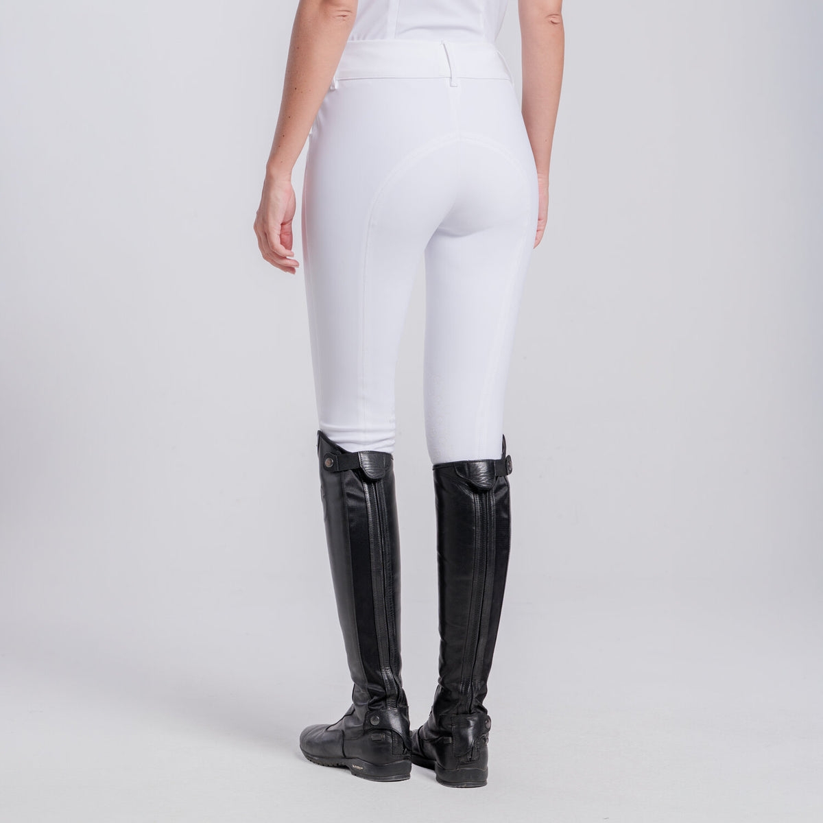 Cavalleria Toscana Women's American Knee Grip Breeches - White, back view | Malvern Saddlery