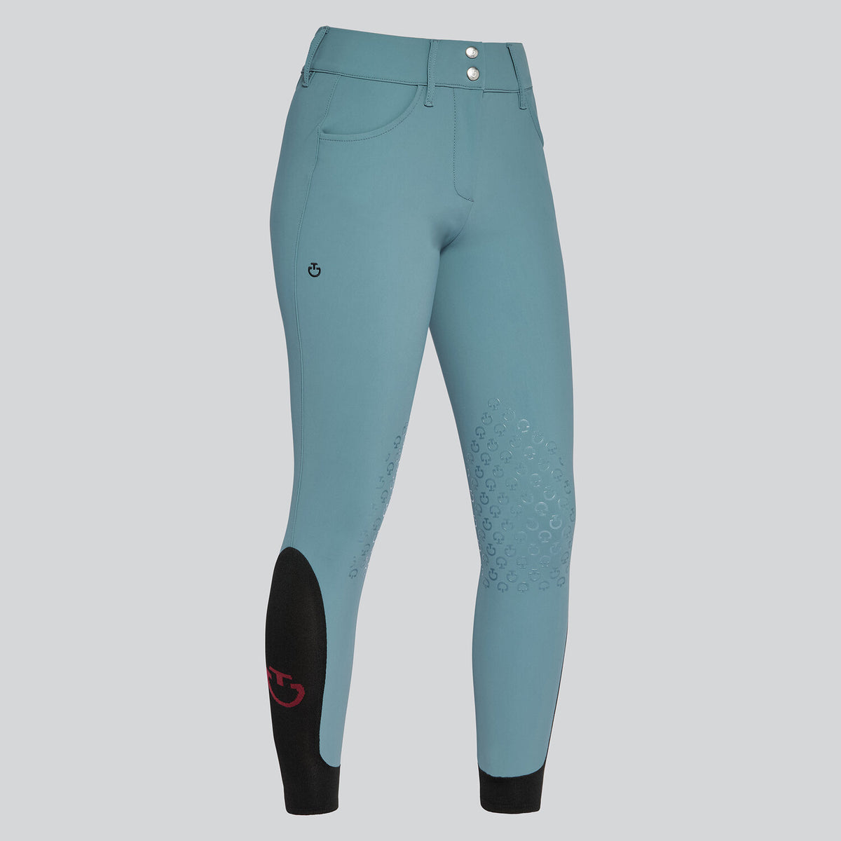 Cavalleria Toscana Women's American Knee Grip Breeches - Petroleum, front view | Malvern Saddlery