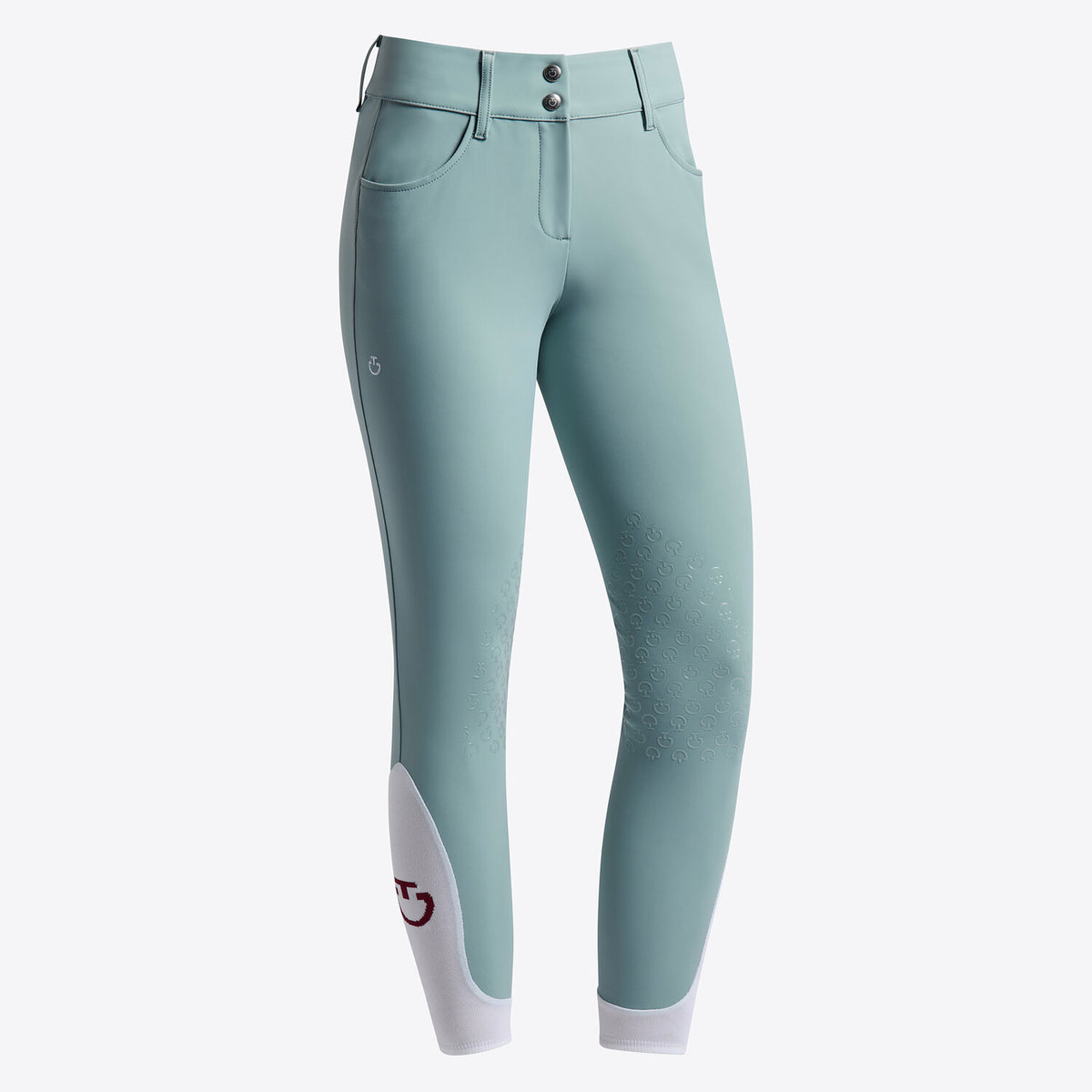 Cavalleria Toscana Women's American Knee Grip Breeches - Light Teal Green, front view | Malvern Saddlery