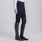 Cavalleria Toscana Women's American Knee Grip Breeches - Navy, front view on model | Malvern Saddlery