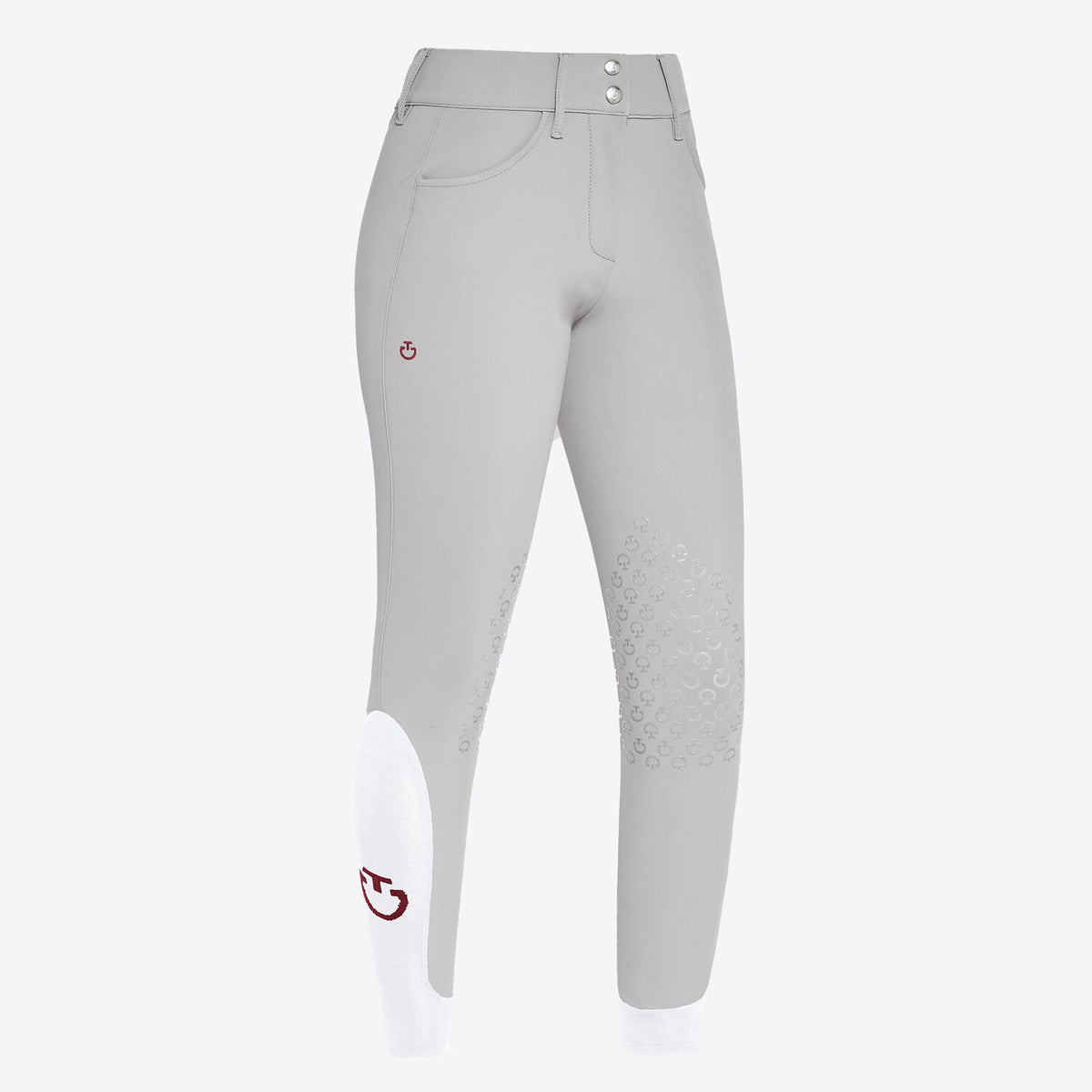 Cavalleria Toscana Women's American Knee Grip Breeches - Light Grey, front view | Malvern Saddlery