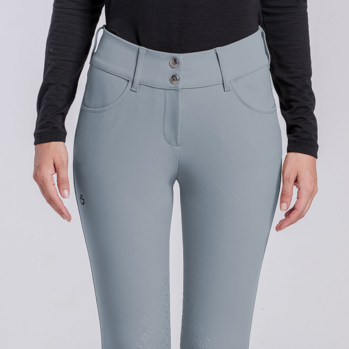 Cavalleria Toscana Women's American Knee Grip Breeches - Windward Blue, side view | Malvern Saddlery