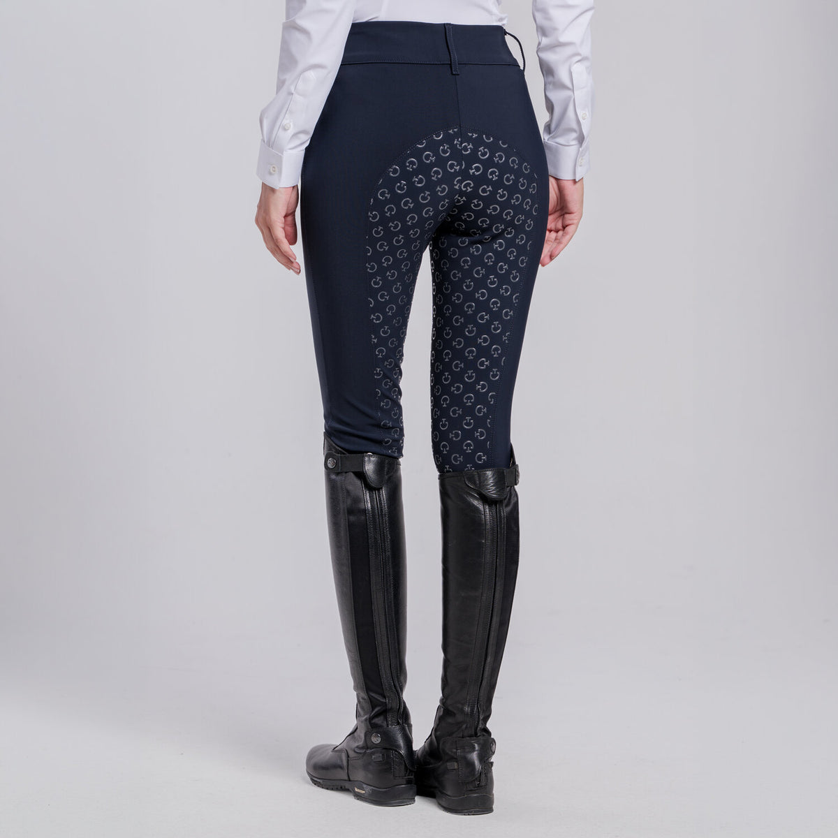 Cavalleria Toscana Women's American Full Grip Breeches - Navy, back view | Malvern Saddlery