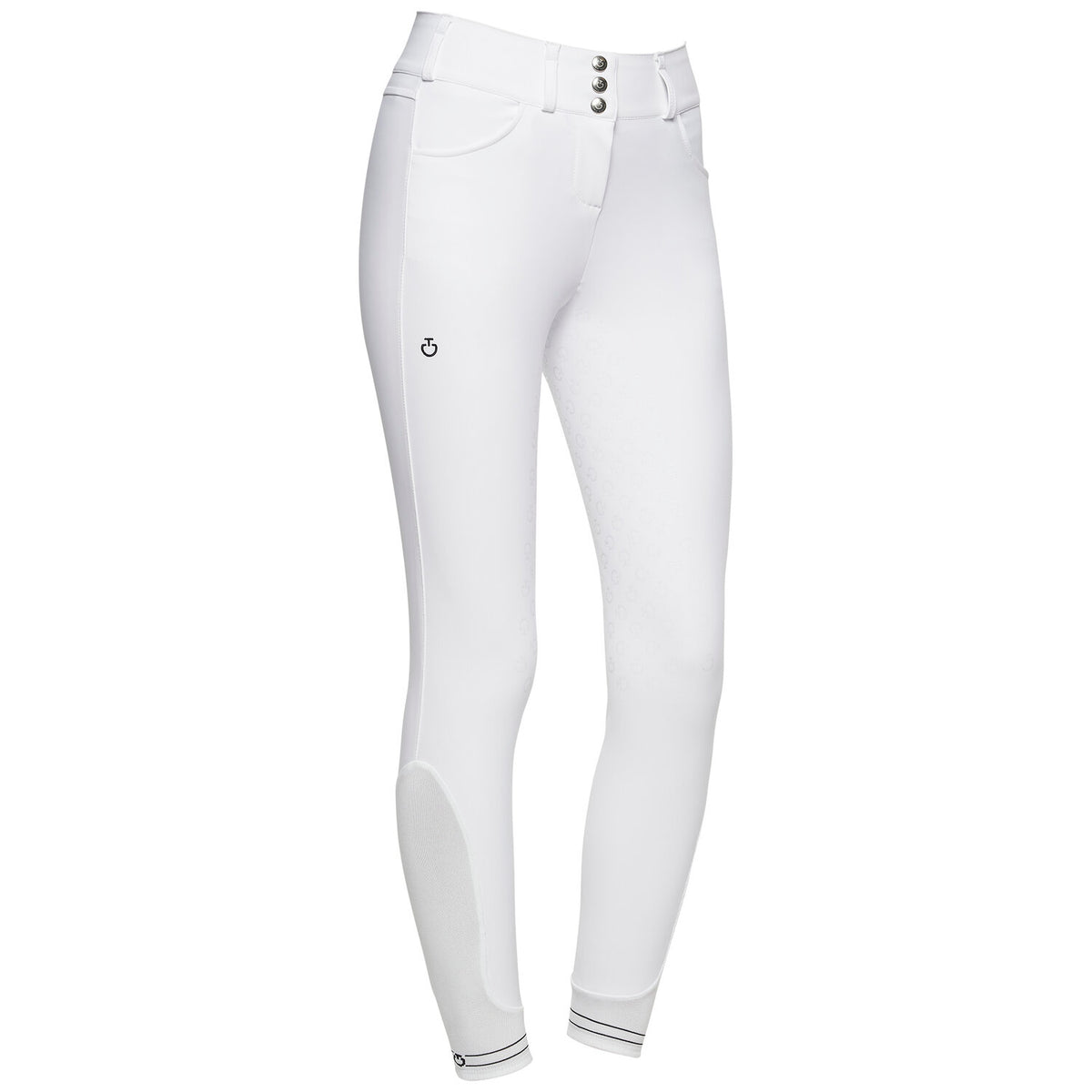 Cavalleria Toscana Women's High Waist Full Grip Breeches - White, front view | Malvern Saddlery