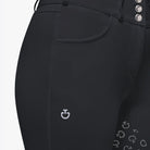 Cavalleria Toscana Women's High Waist Full Grip Breeches - Black, close-up | Malvern Saddlery