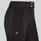 Cavalleria Toscana Women's Perforated Insert Full Grip Breeches - Black, waist close-up | Malvern Saddlery