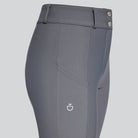 Cavalleria Toscana Women's Perforated Insert Knee Grip Breeches - Anthracite Grey, perforated insert close-up | Malvern Saddlery
