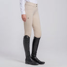 Cavalleria Toscana Women's Knee Grip Breeches with Back Pockets - Beige, front view on model | Malvern Saddlery