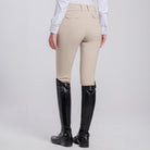 Cavalleria Toscana Women's Knee Grip Breeches with Back Pockets - Beige, back view on model | Malvern Saddlery