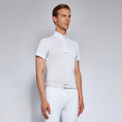 Cavalleria Toscana Men's competition polo shirt  white/gray | Malvern Saddlery