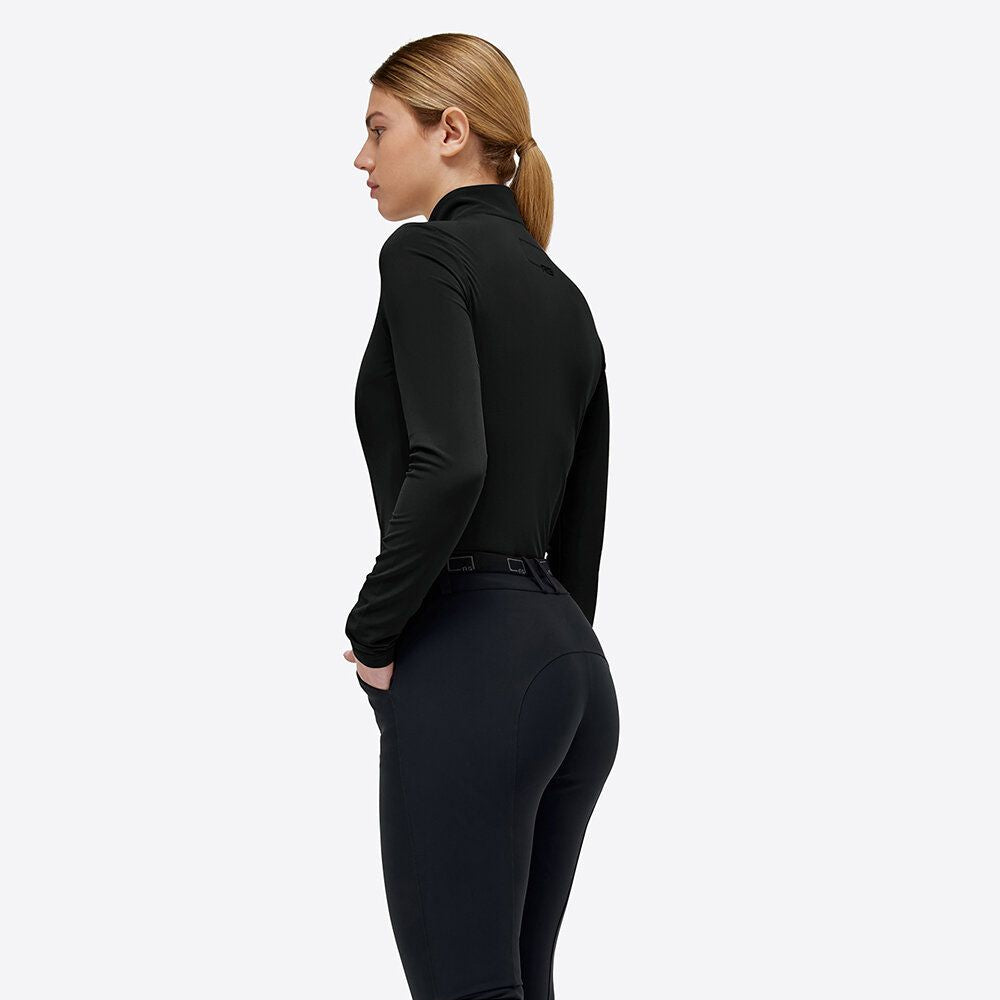 RG Ladies' Long Sleeve Half Zip Polo Shirt, black. back view | Malvern Saddlery