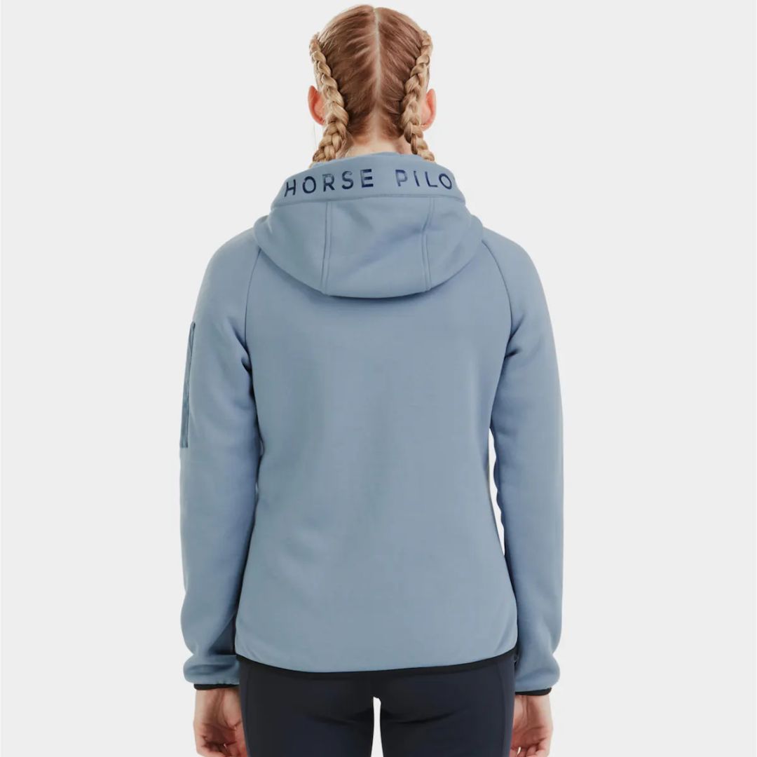 Horse Pilot Pampa Fleece Jacket - Ashley Blue, back view | Malvern Saddlery