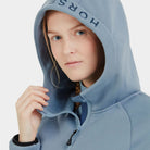 Horse Pilot Pampa Fleece Jacket - Ashley Blue, hood detail | Malvern Saddlery