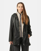 Ilse Jacobsen Spring-Summer Raincoat - Black, shown on model | Women's Outerwear | Malvern Saddlery