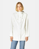 Ilse Jacobsen Spring-Summer Raincoat - Milk White, shown on model | Women's Outerwear | Malvern Saddlery