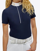 Rider's Gene Ladies Competition Shirt - Navy/White | Equestrian Show Shirt | Malvern Saddlery