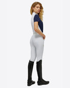Rider's Gene Ladies Competition Shirt - Navy/White, side/back view | Equestrian Show Shirt | Malvern Saddlery